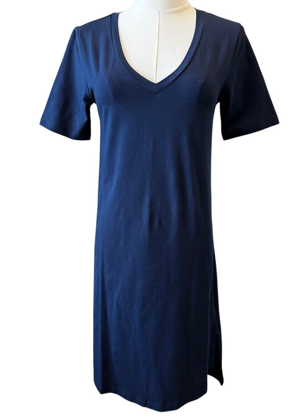 Anthro UNIVERSAL STANDARD Women's Navy Tesino Washed Jersey Dress Size 4XS
